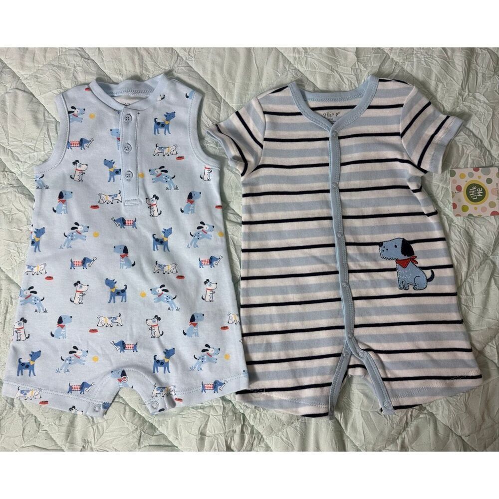 LITTLE ME INFANT BOYS 9 Month 2 Sets of -2 Pack Rompers. - Picture 4 of 8